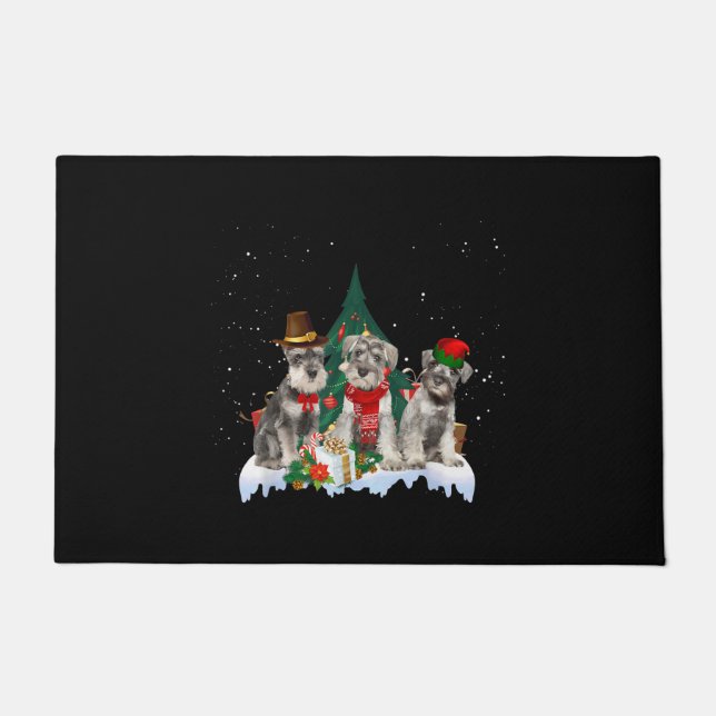 Felpudo Perro de Navidades Schnauzer en miniatura (Anverso)