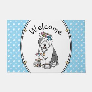 Felpudo Perro de oveja inglés viejo Fiesta de té de gitano