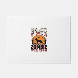 Felpudo Perro de Patrulla Zombie Halloween Grabado Vintage