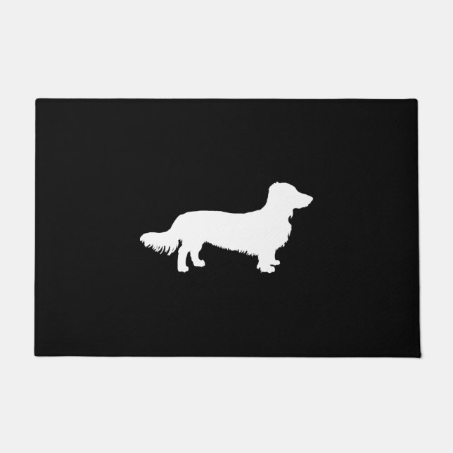 Felpudo Perro de pelo largo dachshund Silueta regalo de Da (Anverso)