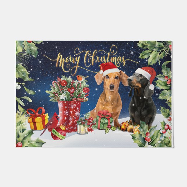 Felpudo Perro de perro personalizado, perrito de navidad  (Anverso)