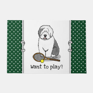 Felpudo Perro de perro viejo inglés de tenis (gris 1)