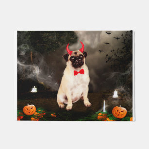 Felpudo Perro de pug con disfraz de Halloween