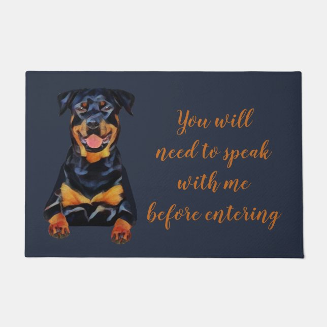 Felpudo Perro de Rottweiler Funny Doormat (Anverso)