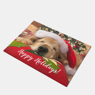 Felpudo Perro del golden retriever del navidad dormido
