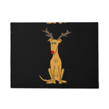 Perro divertido del galgo del navidad como reno