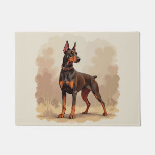 Felpudo Perro Doberman Pinscher Marrón Óxido Rojo
