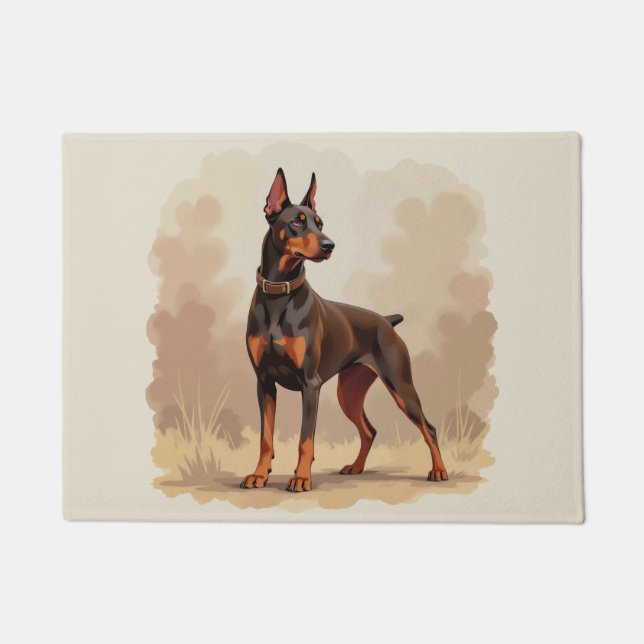 Felpudo Perro Doberman Pinscher Marrón Óxido Rojo (Anverso)