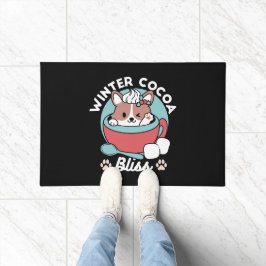 Felpudo Perro en taza festiva para vibraciones de vacacion