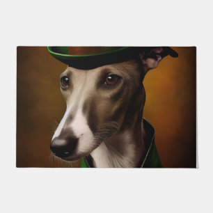 Felpudo Perro galgo vestido para el día de San Patricio