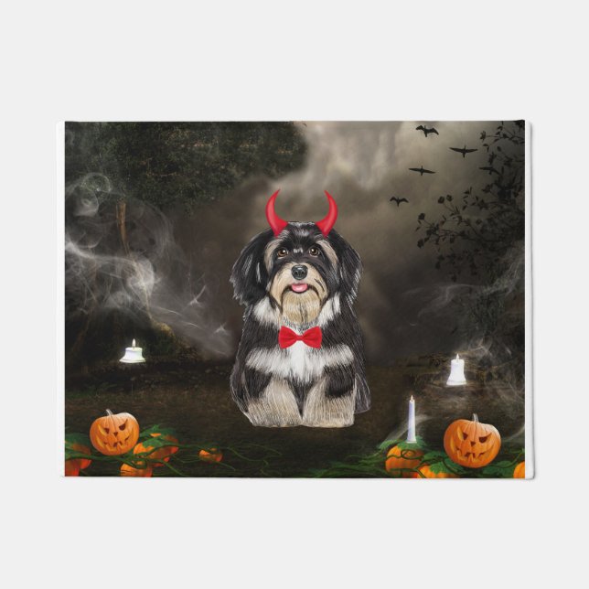 Felpudo Perro hayano con traje de Halloween (Anverso)