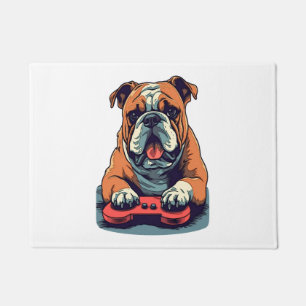 Felpudo Perro juega videojuegos