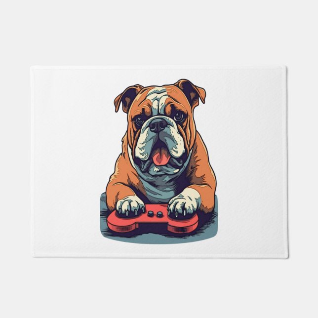 Felpudo Perro juega videojuegos (Anverso)