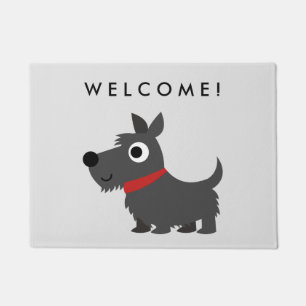 Felpudo Perro lindo del escocés con la recepción roja de