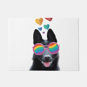 Felpudo Perro pastor alemán con El día de San Valentín car