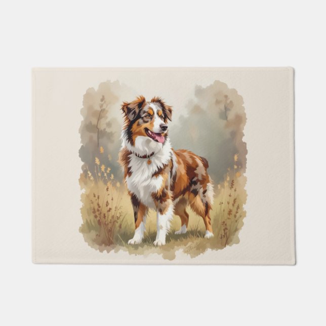 Felpudo Perro Pastor Australiano Merle Rojo Aussie (Anverso)