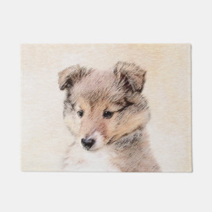 Felpudo Perro pastor de Shetland Pintura original de perro