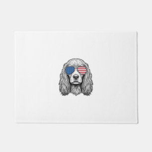 Felpudo Perro Patriótico con Gafas de Sol de Bandera Vinta