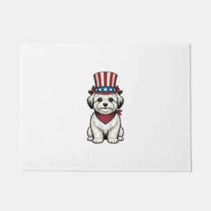 Felpudo Perro Patriótico Grabado Vintage Diseño Vectorial_