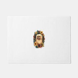 Felpudo Perro picante de girasol Hippie Floral Pekingese
