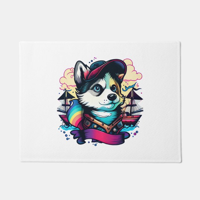 Felpudo Perro Pirata Husky (Anverso)