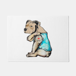 Felpudo Perro Pitbull Amo A Papá Tattoo Familia Funny