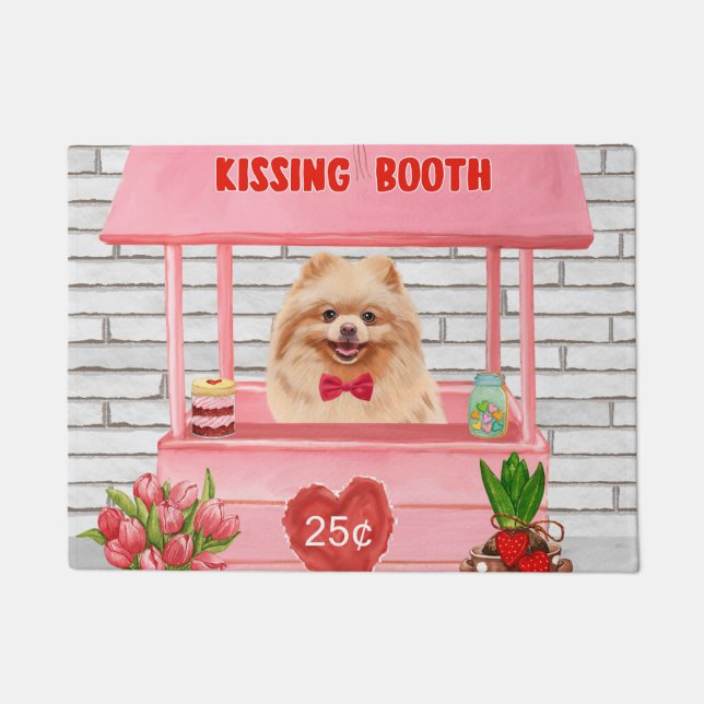 Felpudo Perro Pomerania El día de San Valentín Kissing Boo (Anverso)