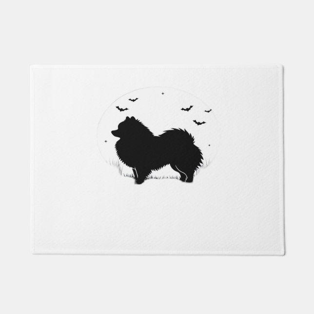 Felpudo Perro Pomeraniano - Halloween Moon Silhouette Clas (Anverso)
