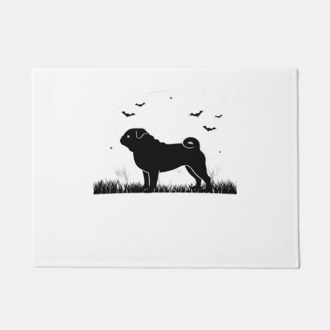 Felpudo Perro Pug - Halloween Moon Silhouette Classic T-Sh (Anverso)