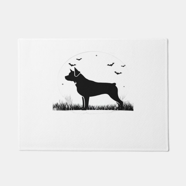 Felpudo Perro Rottweiler - Silhouette sobretodo de luna de (Anverso)