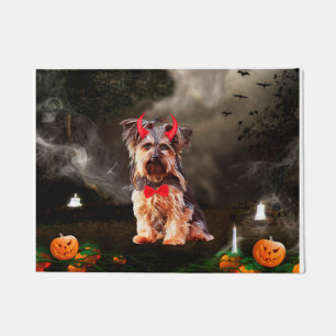 Felpudo Perro Terrier de Yorkshire en Halloween