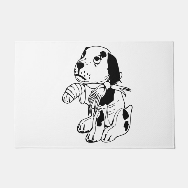 Felpudo Perro Triste Con Pierna Rota (Anverso)