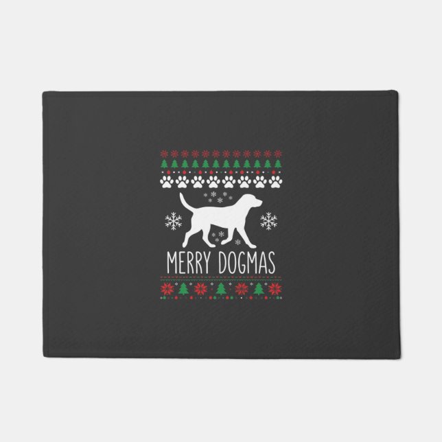 Felpudo Perro Vector de Navidad de Dogmas Alegres (Anverso)