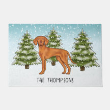 Perro Vizsla Húngaro Bosque Nevado De Invierno Y N