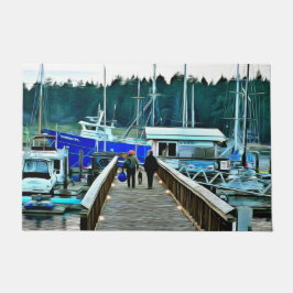 Felpudo Perro y barcos en Doormat Isla López