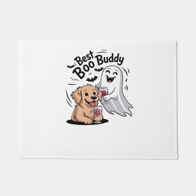 Felpudo Perro y fantasma bebiendo vino. Camiseta clásica (Anverso)