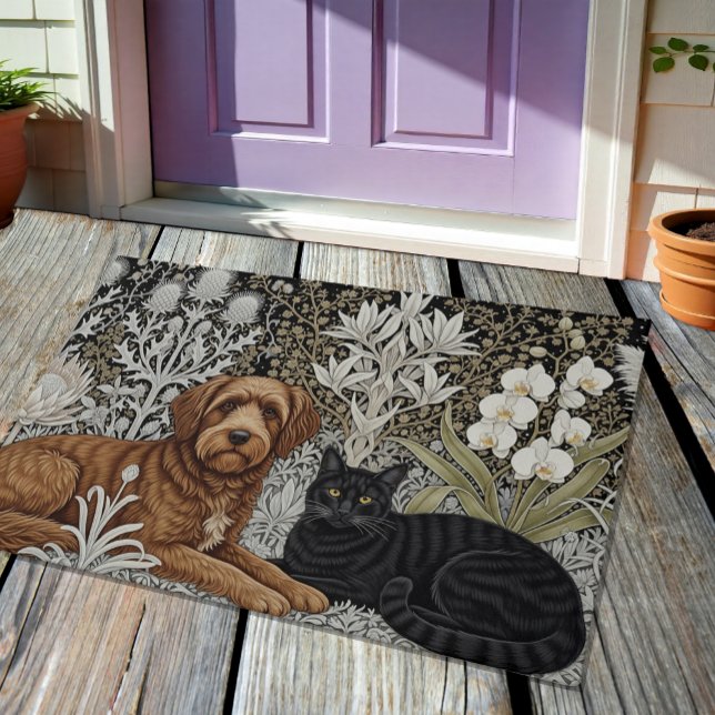 Felpudo Perro y gato negro en el arte floral Nuovo inviern (Subido por el creador)
