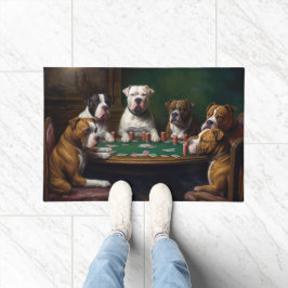Felpudo Perros American Staffordshire Jugando Poker Arte