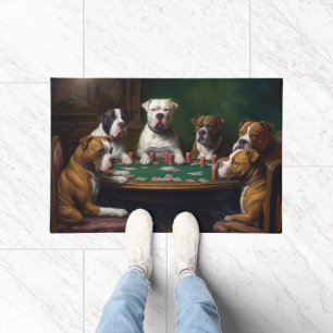 Felpudo Perros American Staffordshire Jugando Poker Arte