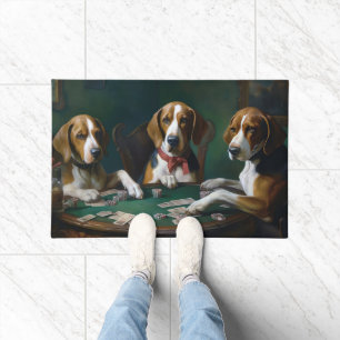 Felpudo Perros angloparlantes americanos jugando al póquer