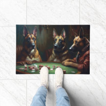 Perros belgas malinois jugando al arte del póquer
