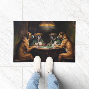 Felpudo Perros Boxer Jugando Arte De Póquer