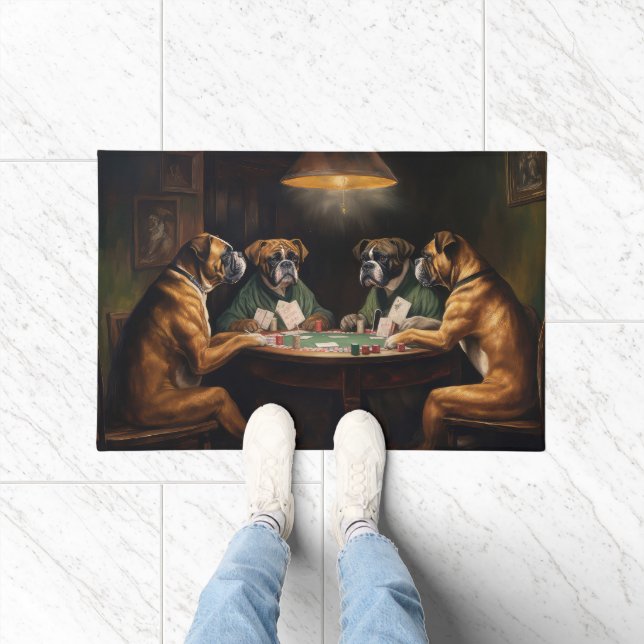 Felpudo Perros Boxer Jugando Arte De Póquer (Interior)