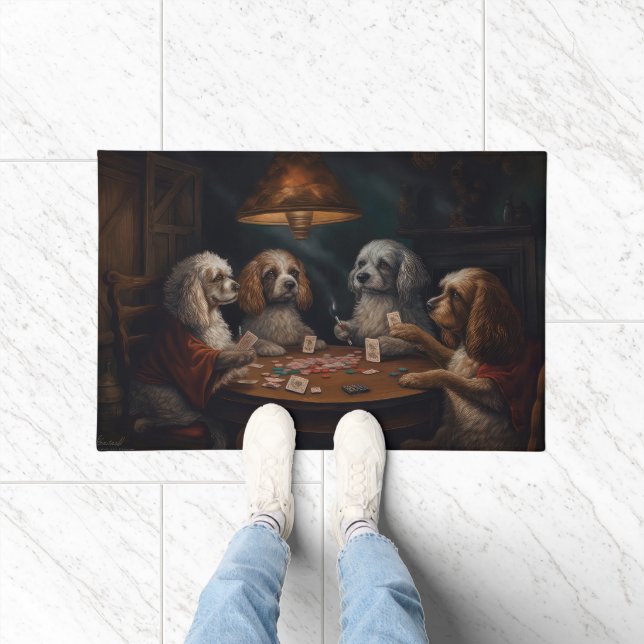 Felpudo Perros Cockapoo Jugando al Arte de Poker (Interior)