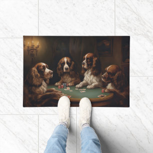 Felpudo Perros Cocker Spaniel Jugando al Póquer Arte