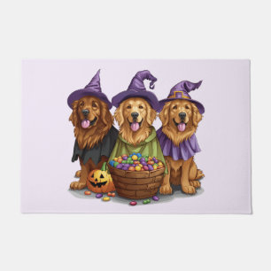 Felpudo Perros de bruja de Halloween Golden Retriever