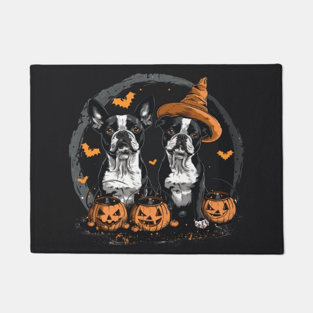 Felpudo Perros de Halloween Boston Terrier (Anverso)