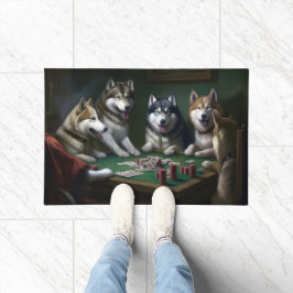 Felpudo Perros de Malamute de Alaska jugando al póquer