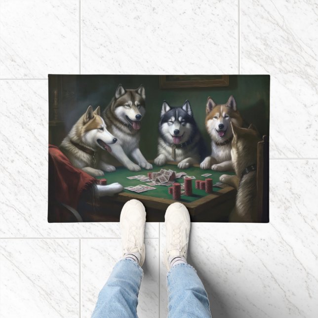 Felpudo Perros de Malamute de Alaska jugando al póquer (Interior)