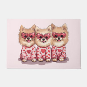 Felpudo Perros día de San Valentín Pomeranian